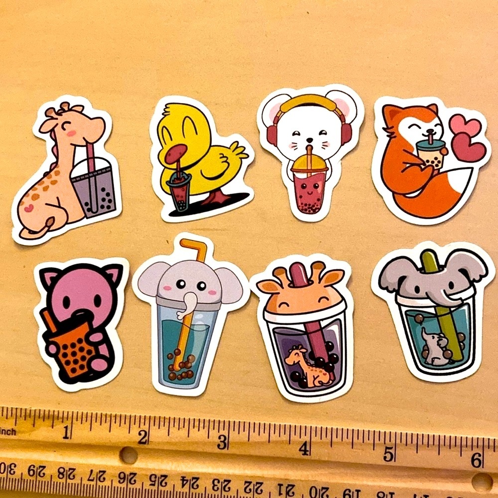10/$10 or $1 BUNDLE: 8 Random Animals who‎ LOVE BOBA! 🐷 🐭 🦒 🦊 🐘 WATERPROOF!